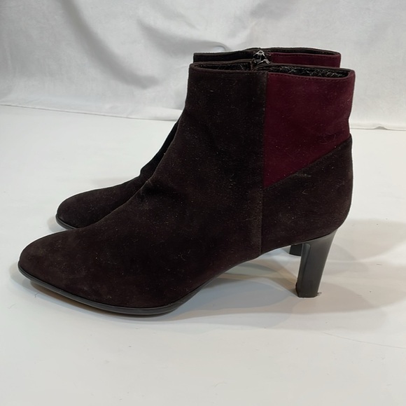 Aquatalia High Heel Boots Booties 8.5 Brown Suede Leather Made In Italy EUC - Picture 3 of 13